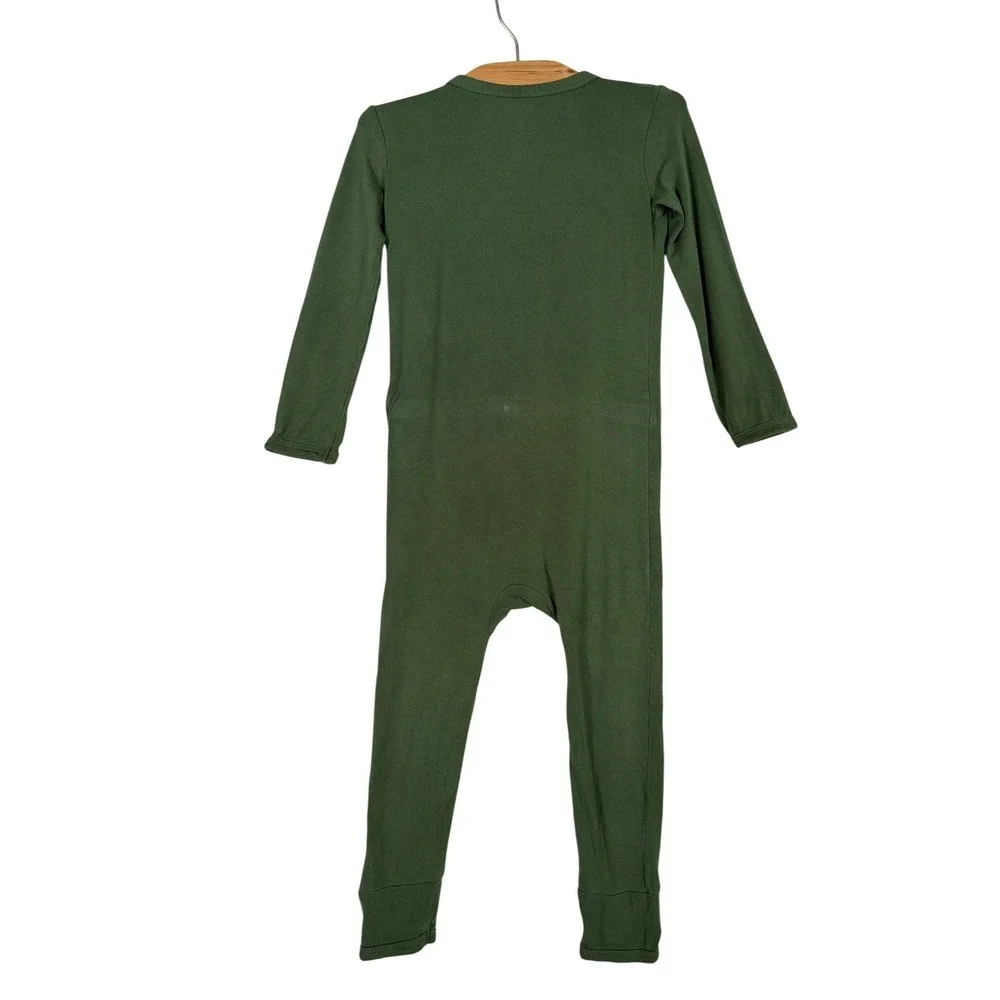 Kyte Baby 4T Zippered Romper Olive Green Bamboo Rayon Long Sleeve One Piece